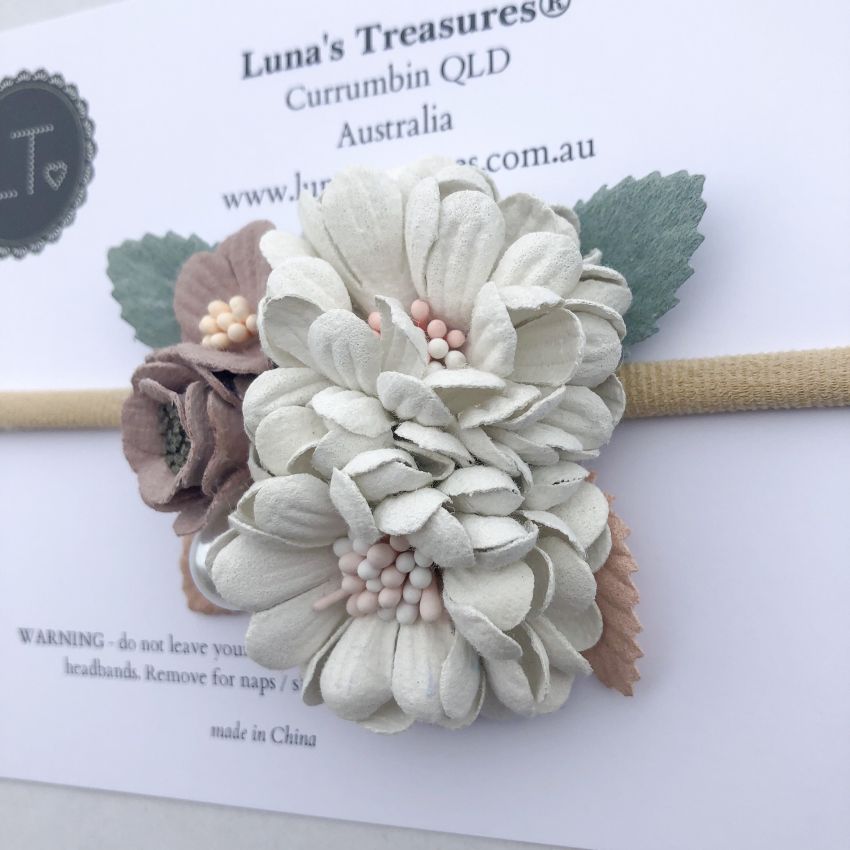 Lunas Treasure - Stirnband Doppelblüte weiss