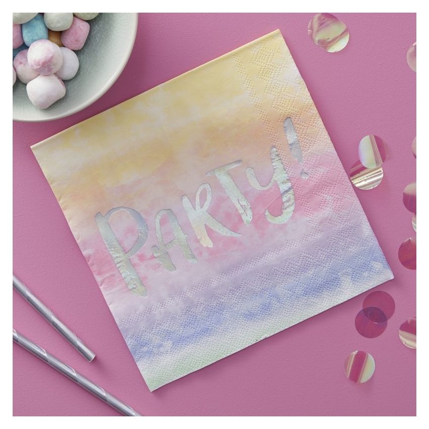Ginger Ray - Servietten Rainbow Iridescent Party