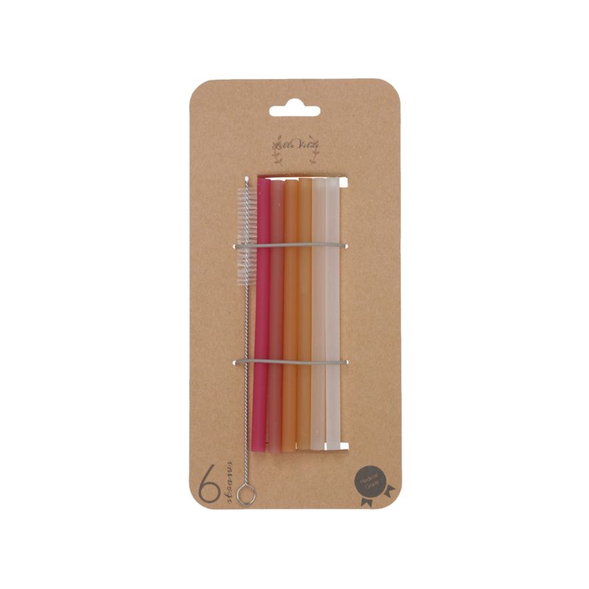 Lille Vilde - Silikon Trinkhalme EXTRALANG Set Sunset