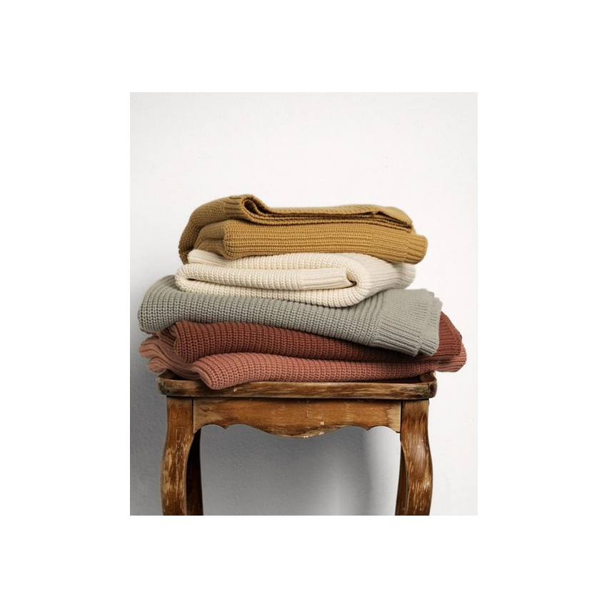 Elodie - Woll- Strickdecke Vanilla White