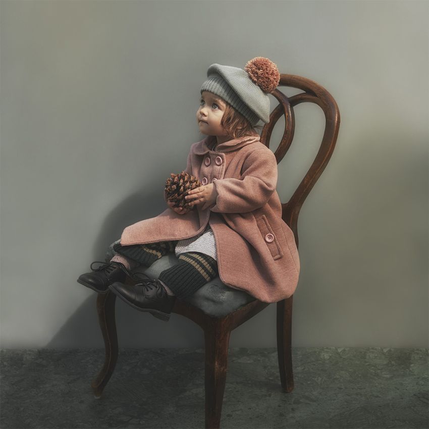 Elodie - Beretmütze Pommel Deco Nouveau