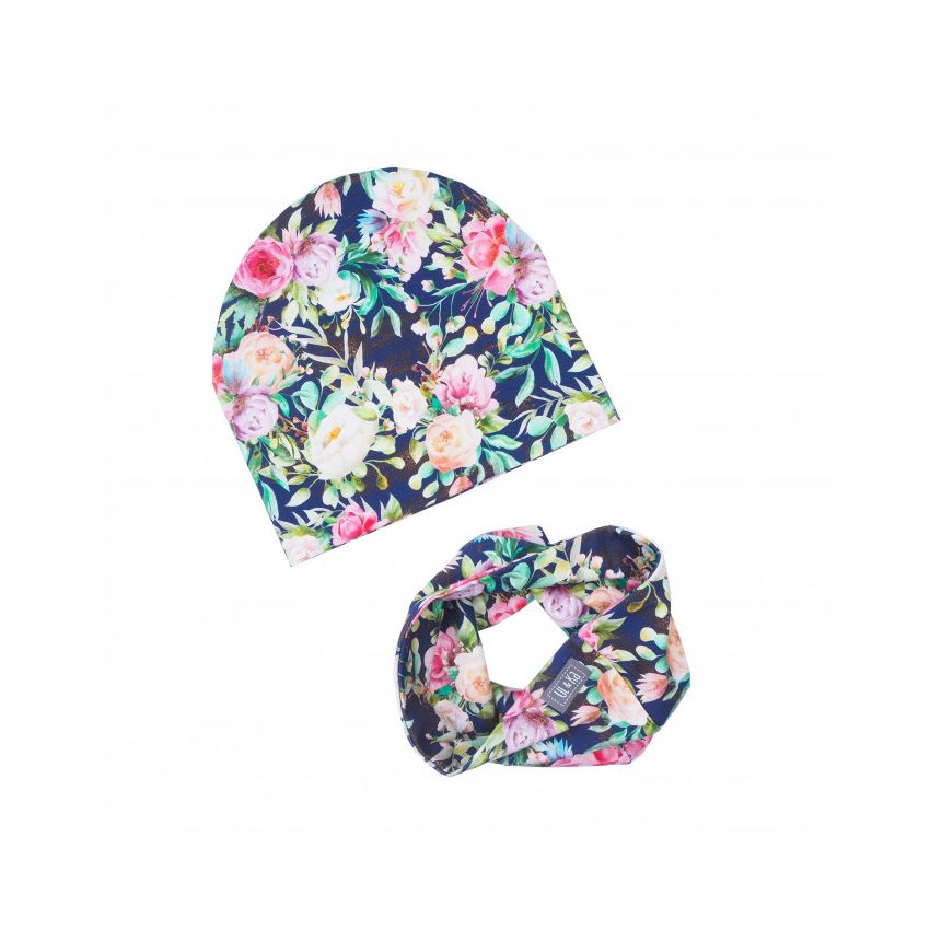 Ul & Ka - Beanie & Schal Set Navy Peony