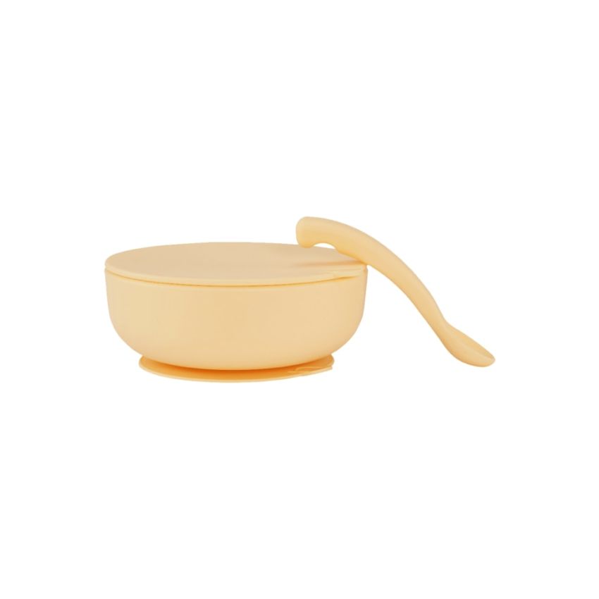 Lille Vilde - Saugnapf Teller- und Löffelset Gelb