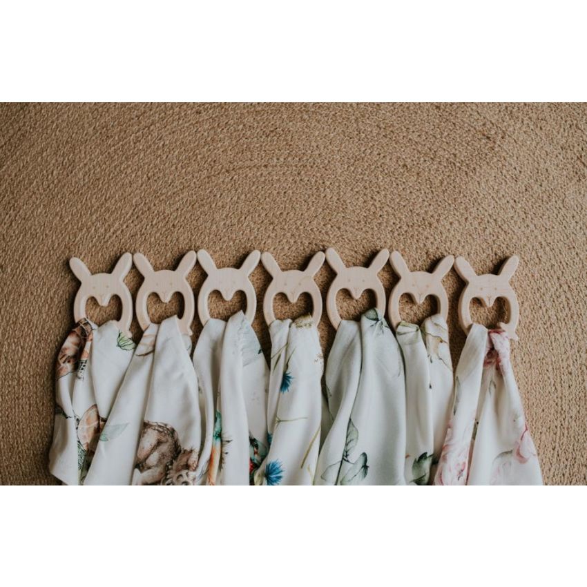 Qbana Mama - Kuscheltuch Vintage Flowers Holzbunny