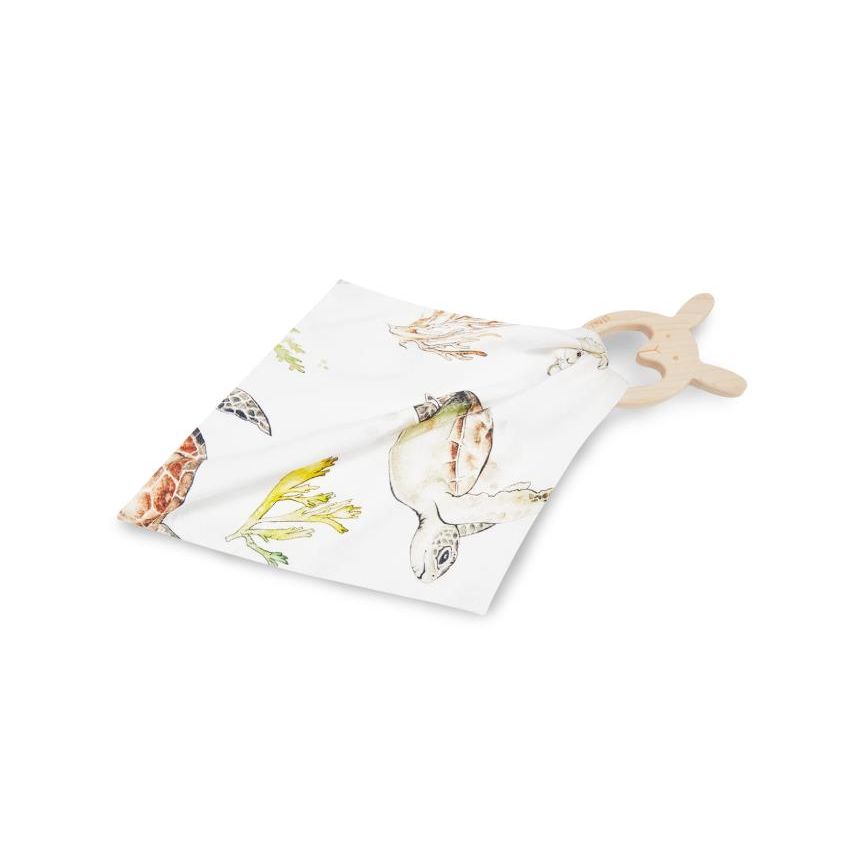 Qbana Mama - Kuscheltuch Pazifik Schildkröte Holzbunny