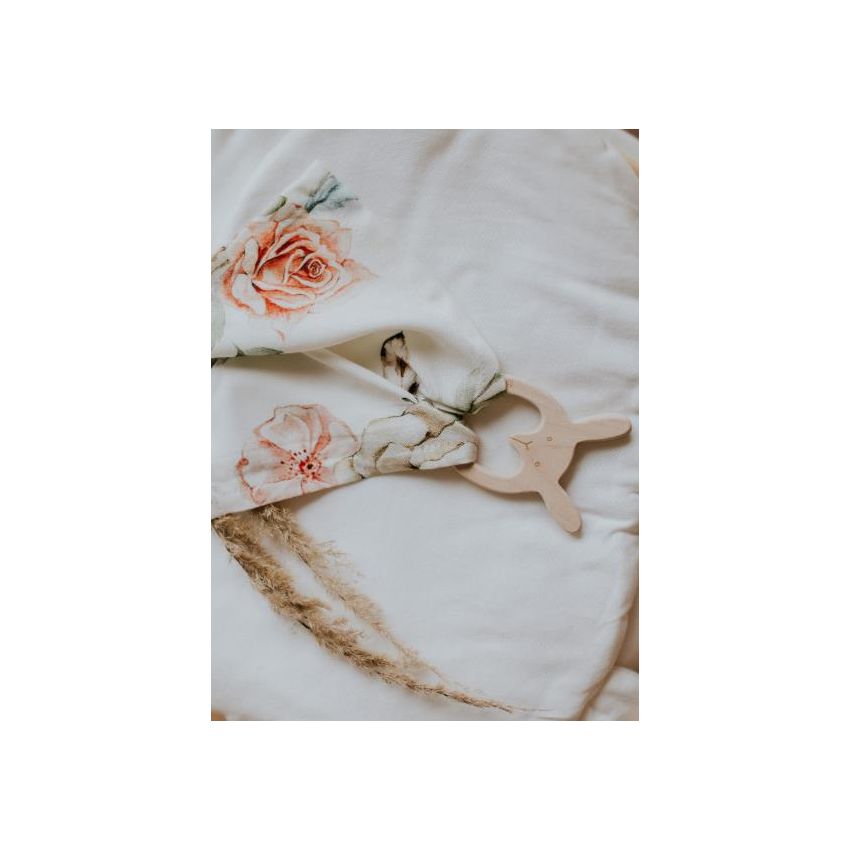 Qbana Mama - Kuscheltuch Vintage Flowers Holzbunny