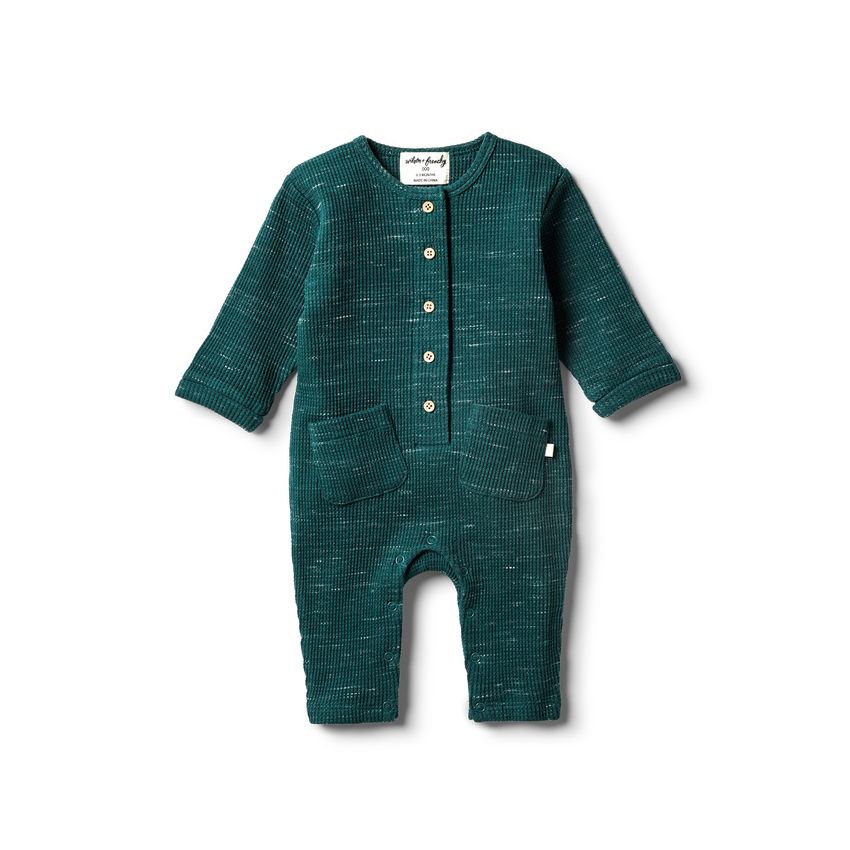wilson & frenchy - Petrol Fern Waffel Strampler