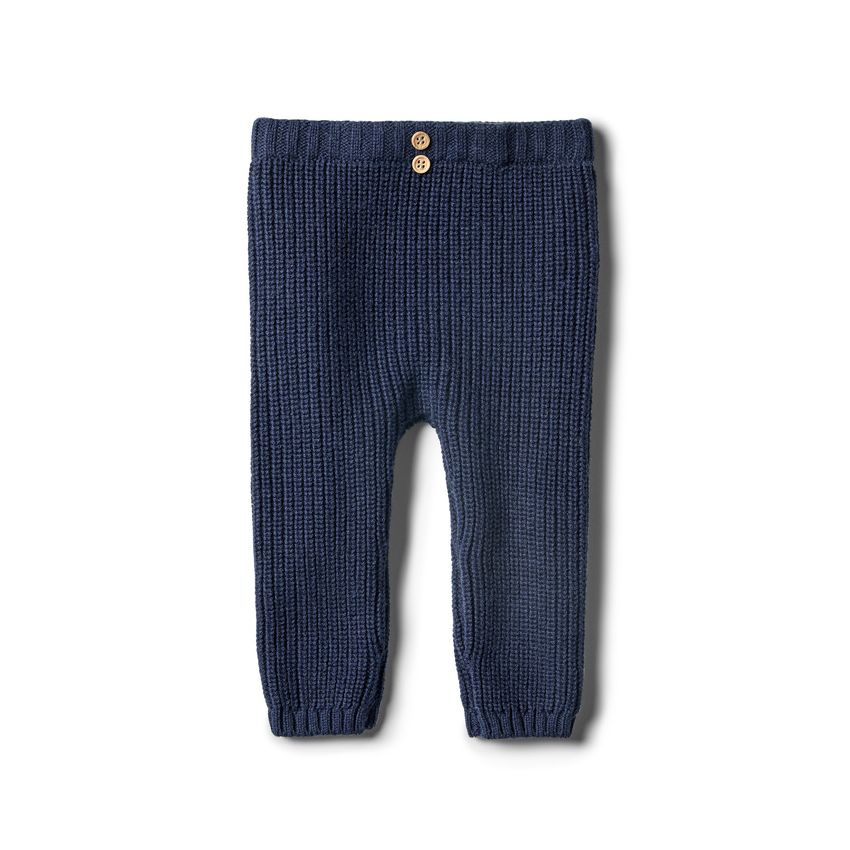 wilson & frenchy - Twilight Blue Strick Leggings mit Dekoknöpfchen