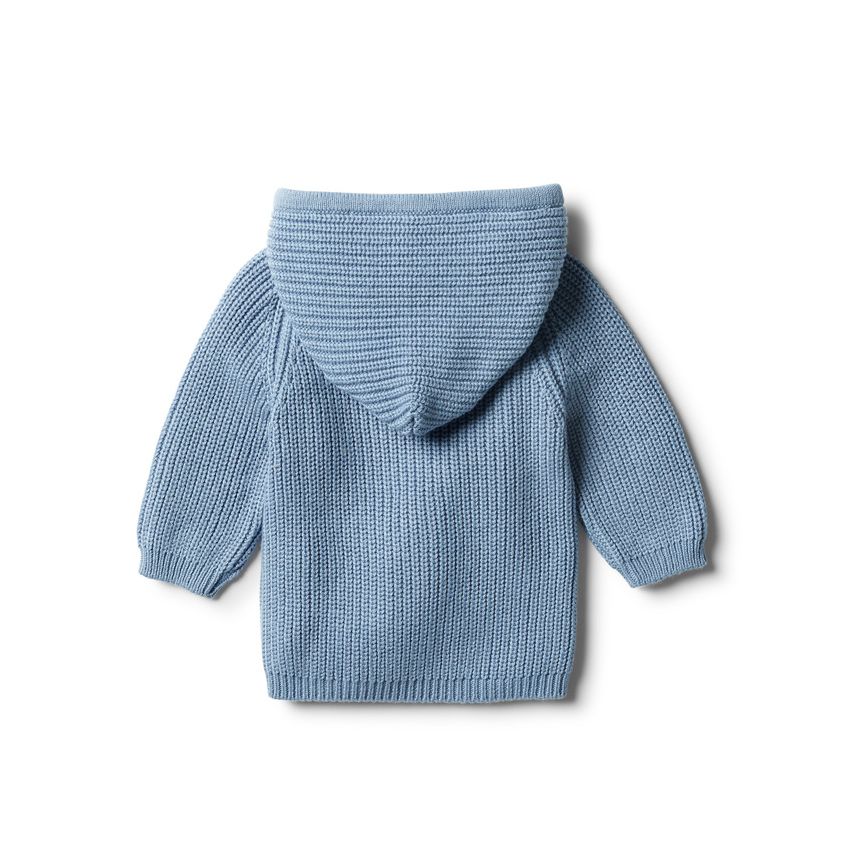 wilson & frenchy - Faded Denim Strick Hoodie Pommel