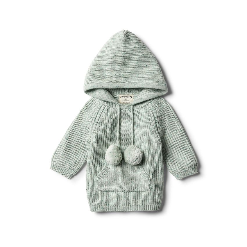 wilson & frenchy - Fern mint Strick Hoodie Pommel