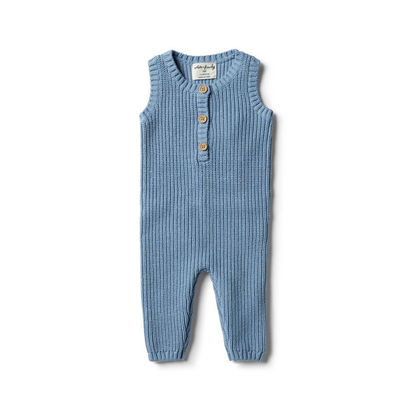 wilson & frenchy - Faded Denim Strick Overall ärmellos