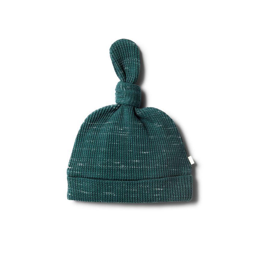 wilson & frenchy - Petrol Fern Waffel Knoten- Beanie