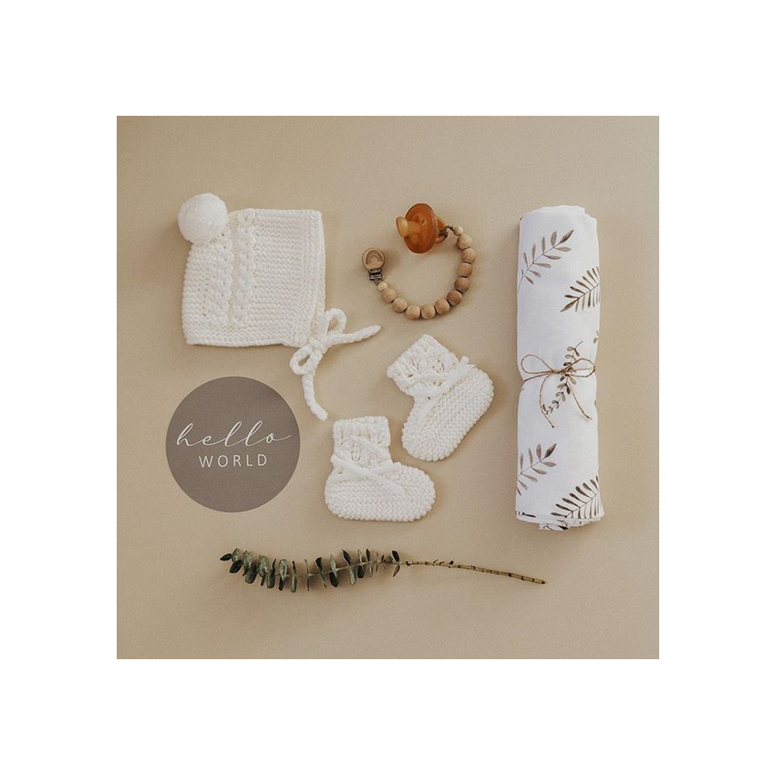 Snuggle Hunny - Merinoset Mützchen & Booties ivory