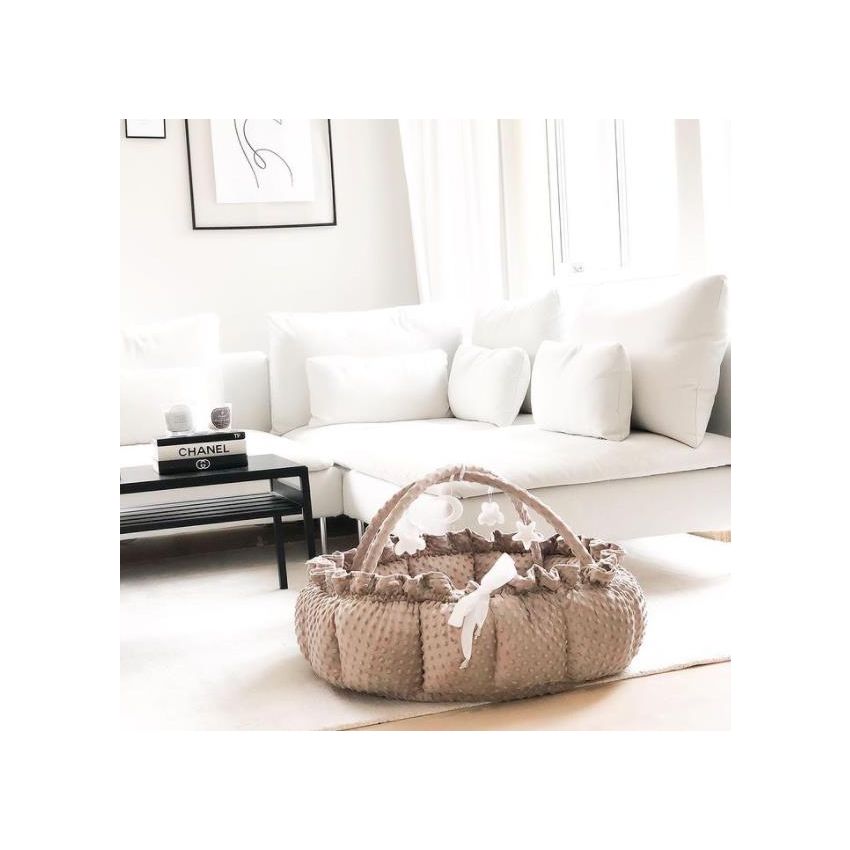 Lilac Sunday - Babyinsel rund 2 in 1 Alicia Minky grau, Spielzeug weiss