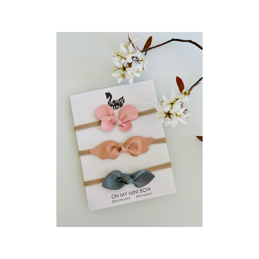 Oh my mini - Stirnband 3er Set Mäschchen Rosa, nude, dunkelgrau