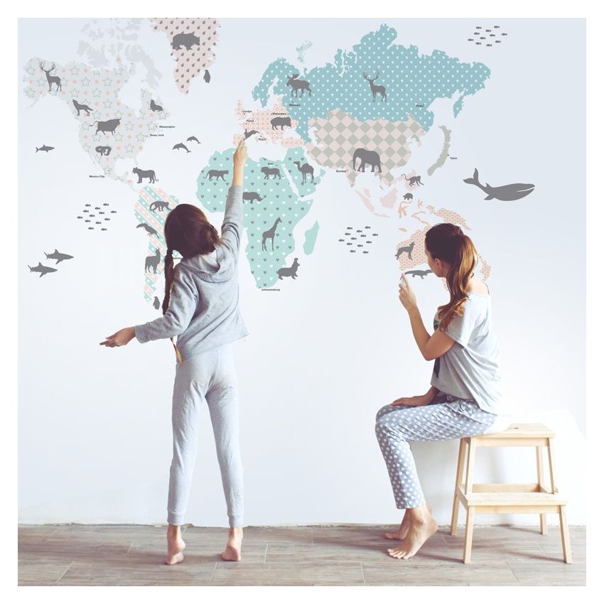 Dekornik - Weltkarte Map 2 Pastell