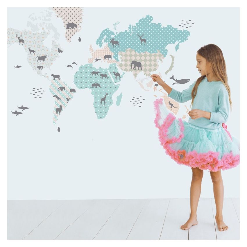 Dekornik - Weltkarte Map 2 Pastell