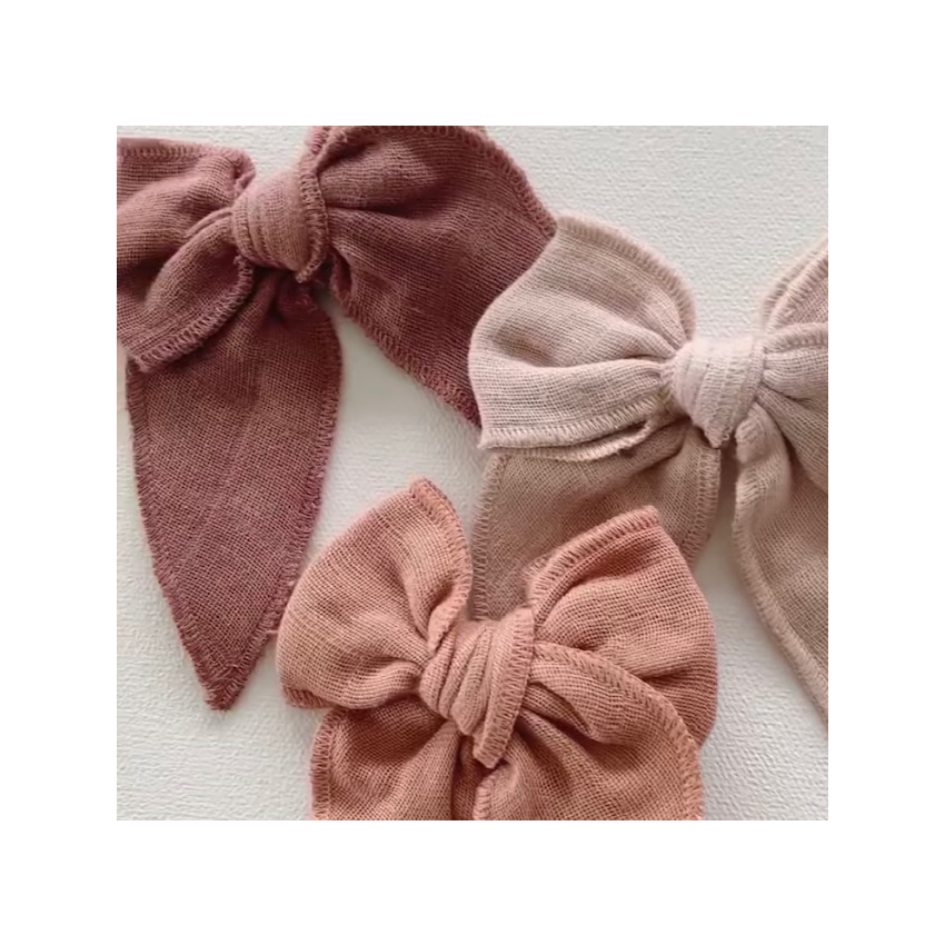 Jamie Kay - Haarclip Schleife Muslin Golden Olive