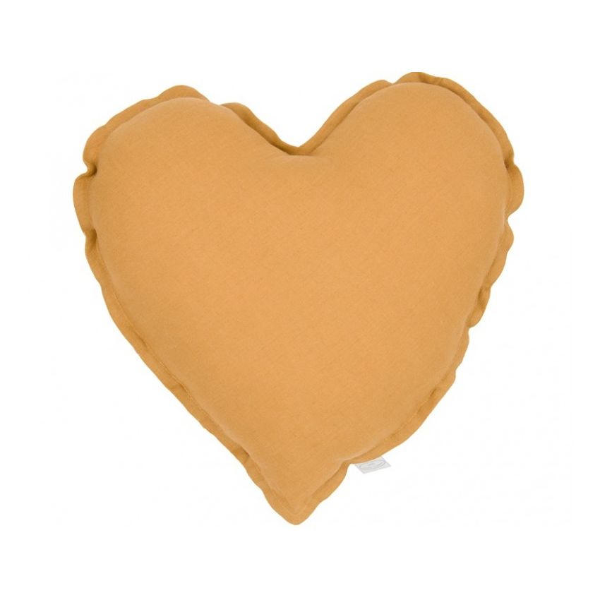 Cotton & Sweets - Herz Kissen Leinen Caramel