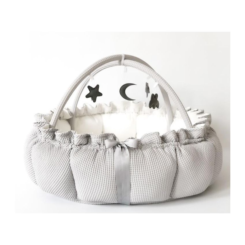 Lilac Sunday - Babyinsel rund 2 in 1 Millie Waffelstoff hellgrau, Spielzeug grau