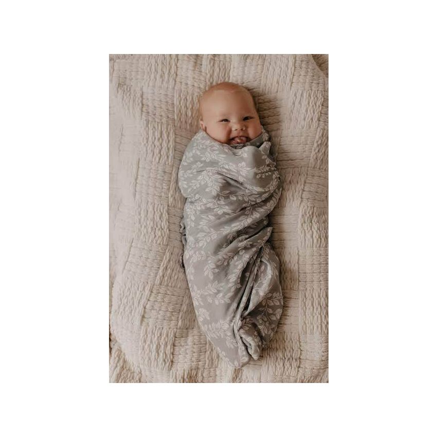 The mini scout - Muslin Swaddle Leafy Sprig Blue