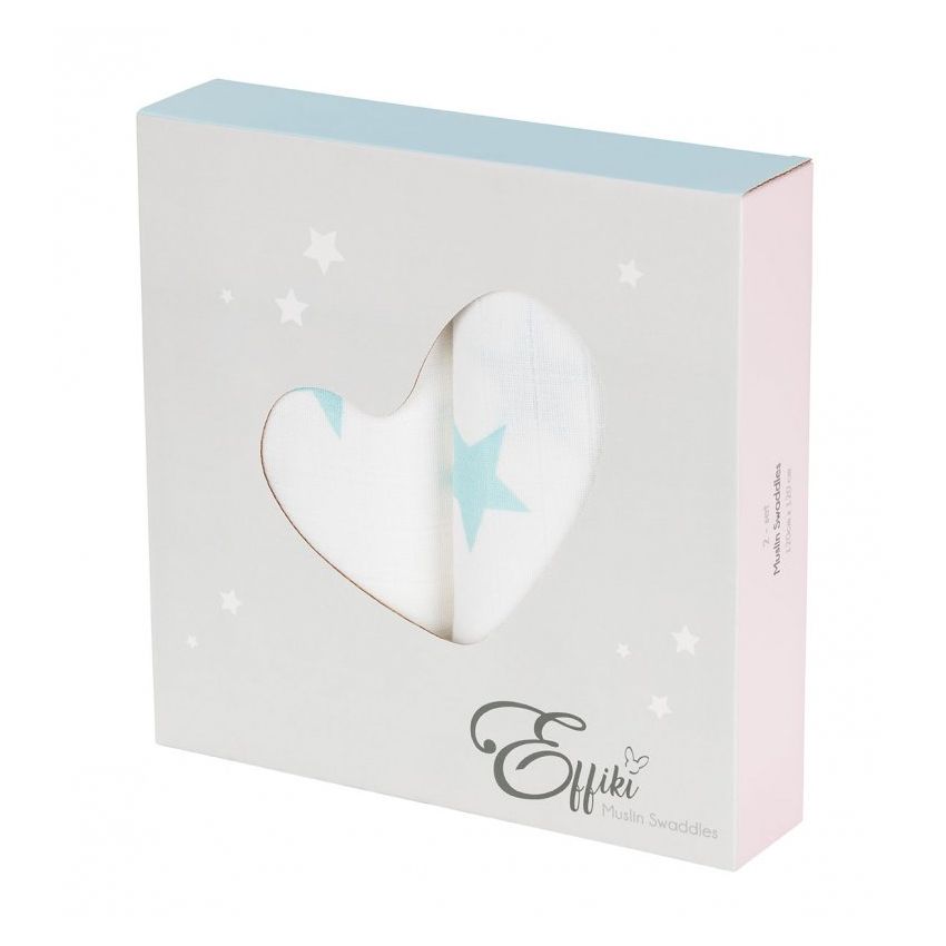 Effiki - 2er Set Swaddles Sterne blau