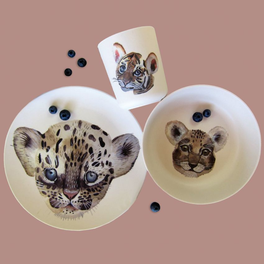 nuukk - Bambus Geschirrset Leopard & Freunde