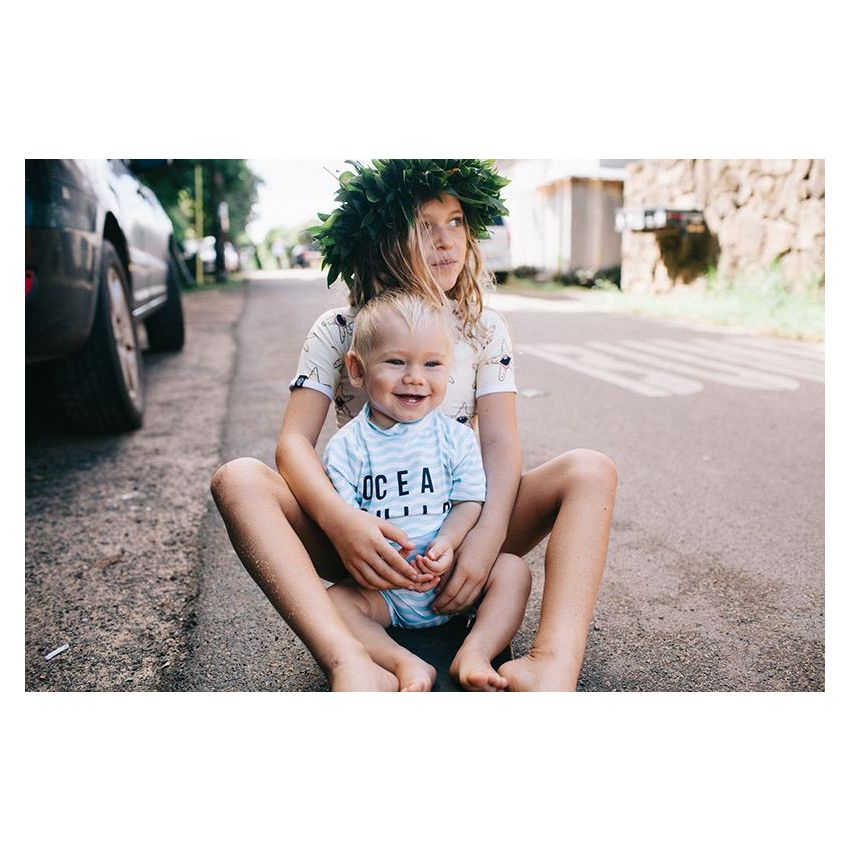 Beach & Bandits - UV Badeoverall Ocean Child kurz Weiss/blau