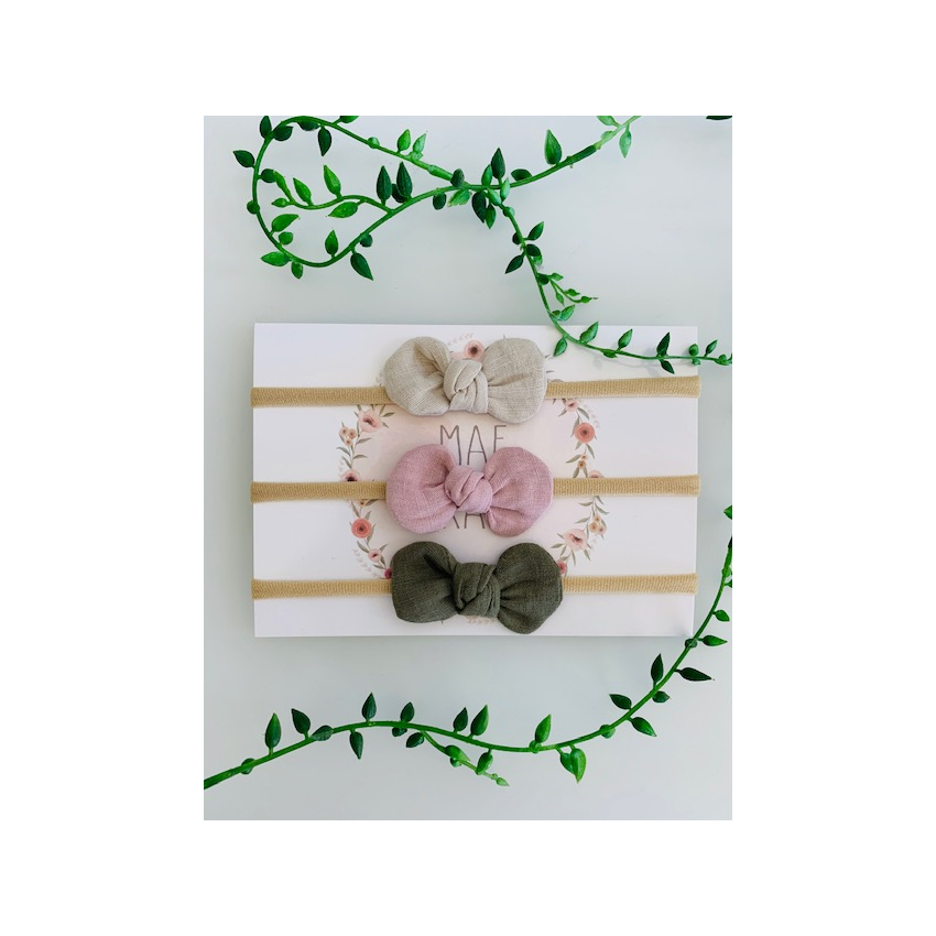 Mae & Rae - Stirnbandset Olive Leinen Trio