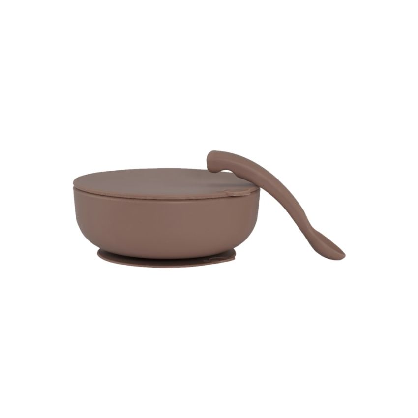 Lille Vilde - Saugnapf Teller- und Löffelset Vintage Braun