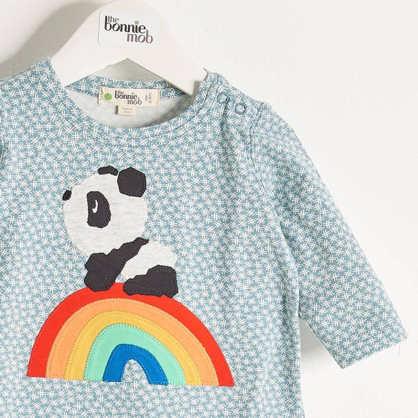 Bonniemob - Strampler Rainbow Panda blau