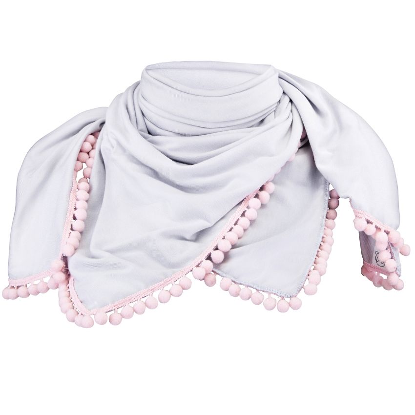Maylily - Bambus Halstuch mit PomPom Hellgrau Pink