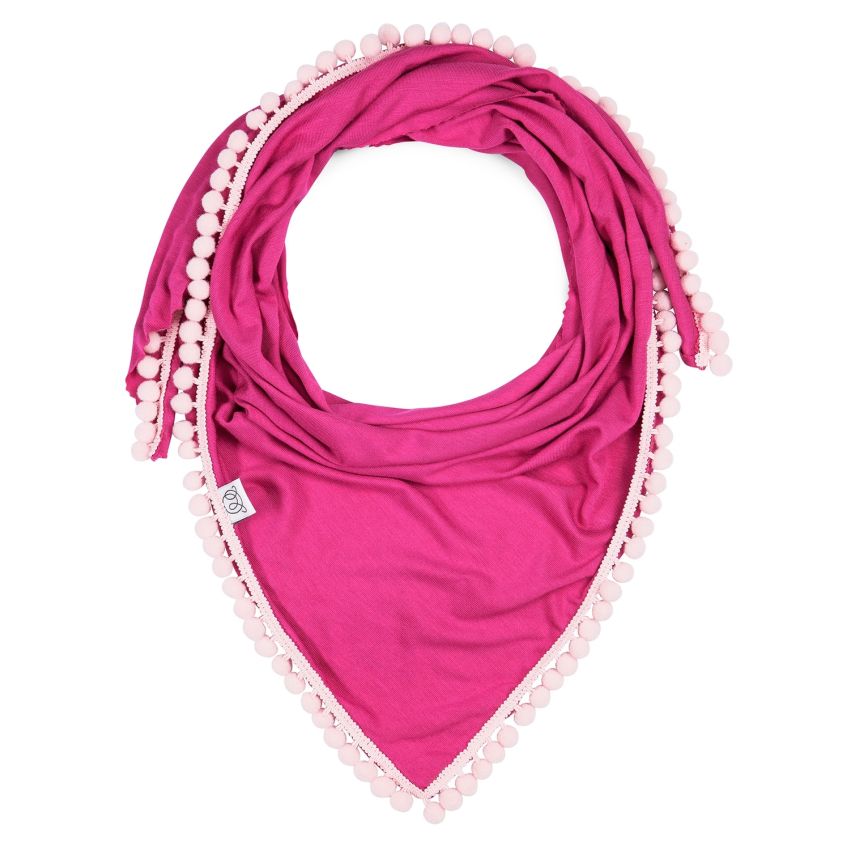 Maylily - Bambus Triangel Schal mit PomPom Fuchsia Pink