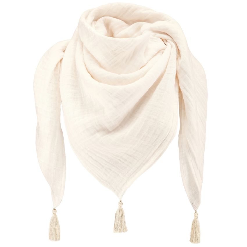 Maylily - Muslin Triangel Schal Tassel Cream Vanilla