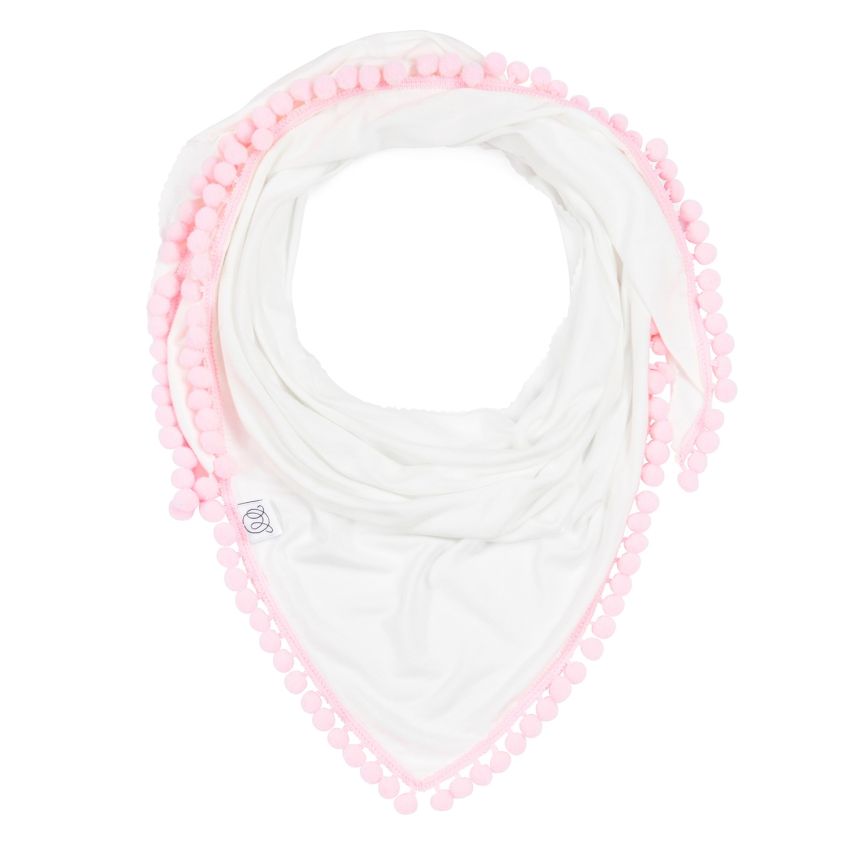Maylily - Bambus Triangel Schal mit PomPom Weiss Pink