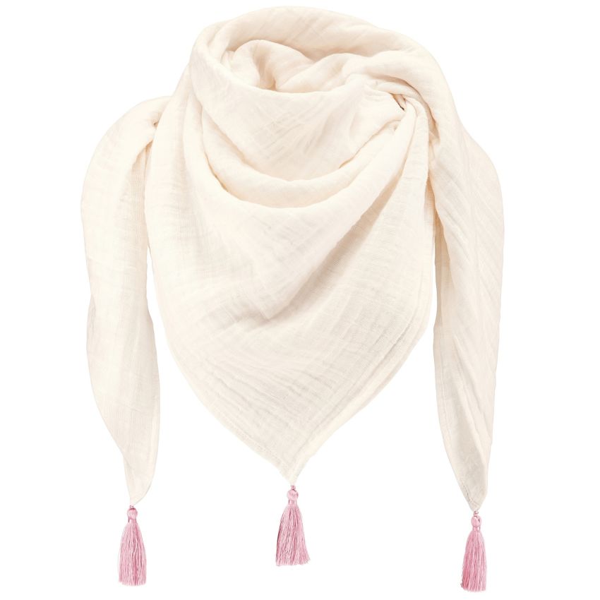 Maylily - Muslin Triangel Schal Tassel Cream Pink