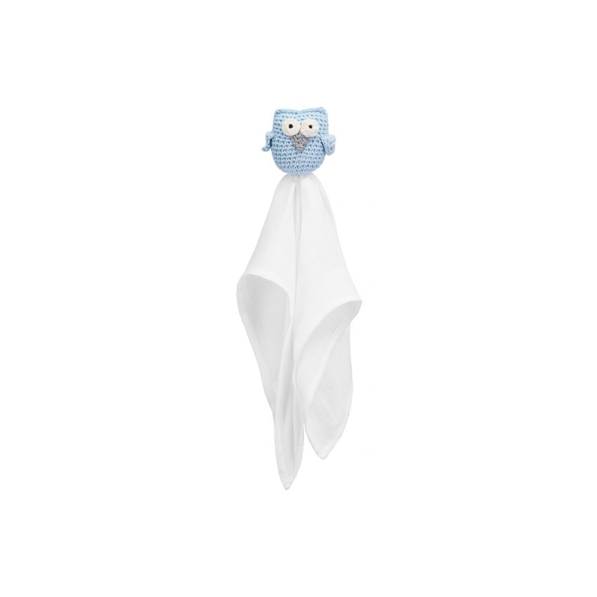 Maylily - Kuschel Muslintuch Eule Blau