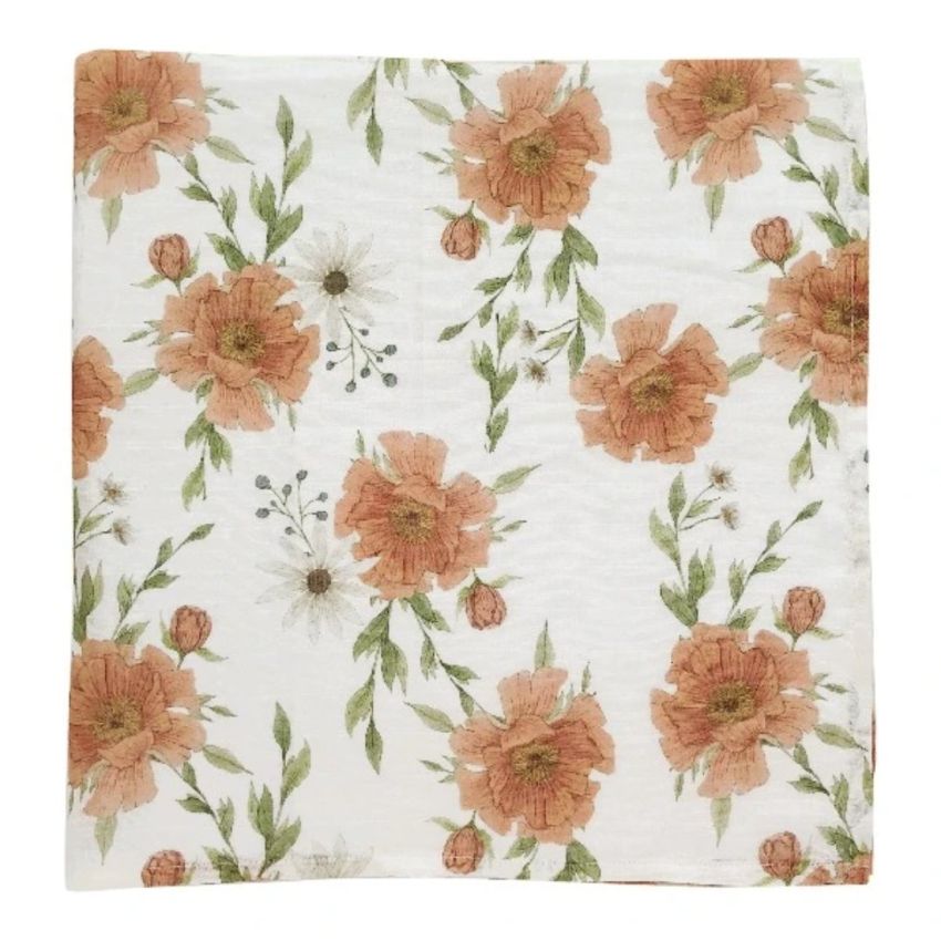 The mini scout - Muslin Swaddle Peony Blooms White