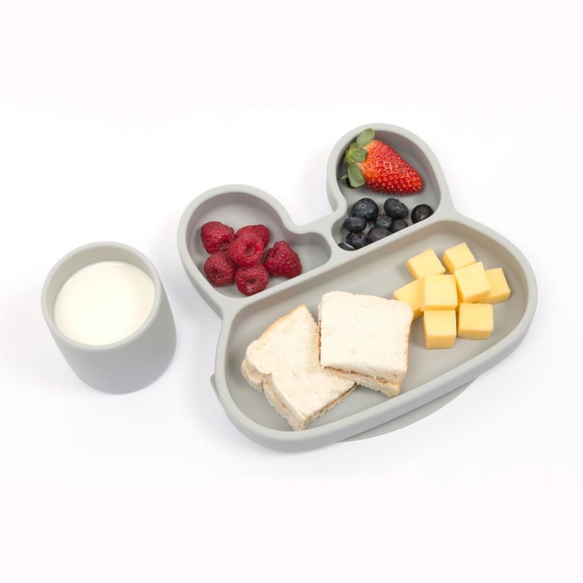 we might be tiny - Stickie Saugnapf Teller Silikon Bunny Grau