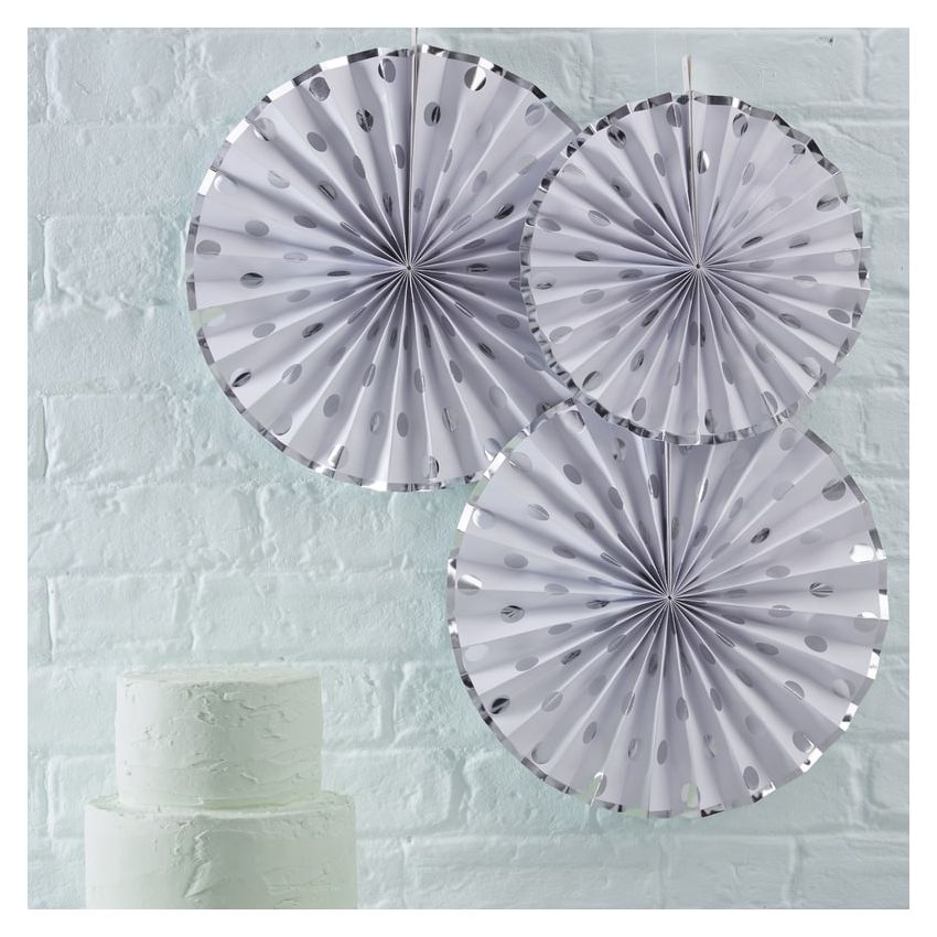 Ginger Ray - Wanddekoration Rosetten Polka Dot Silber