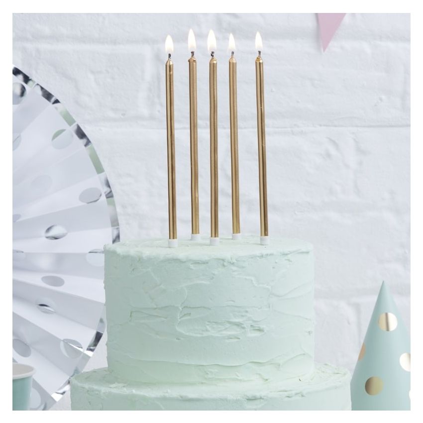 Ginger Ray - Kuchenkerzen extralang gold metallic