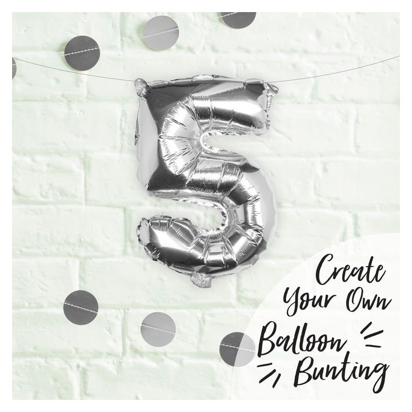 Ginger Ray - Zahlenballon Silber 5