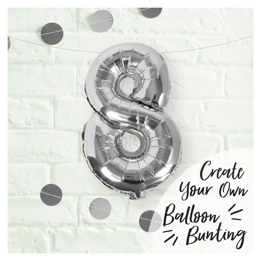 Ginger Ray - Zahlenballon Silber 8