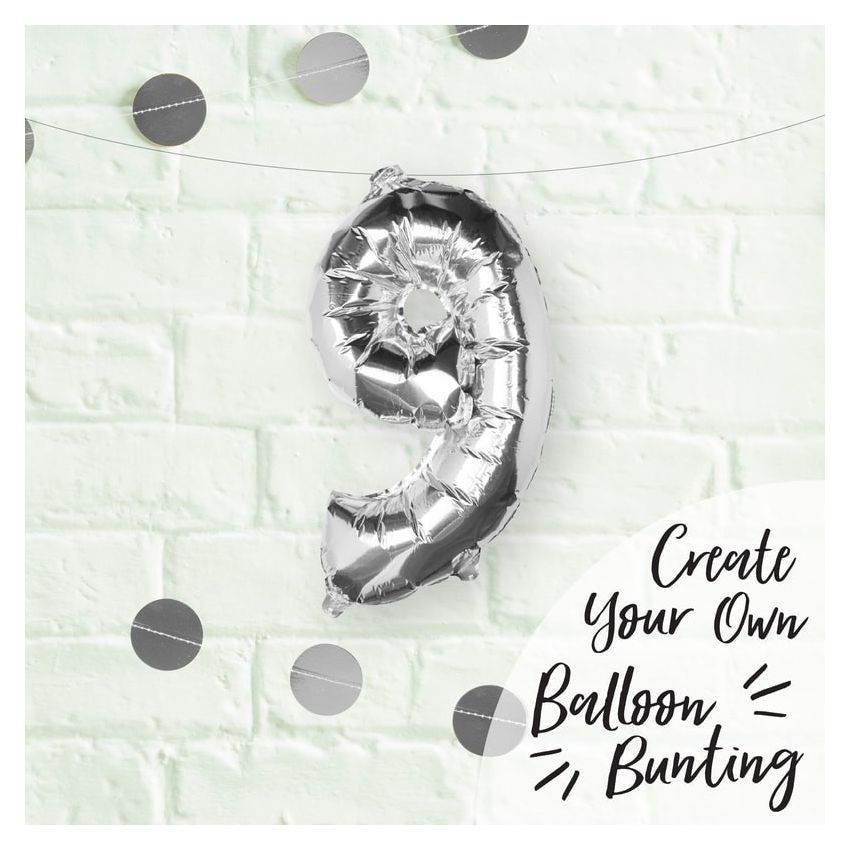 Ginger Ray - Zahlenballon Silber 9