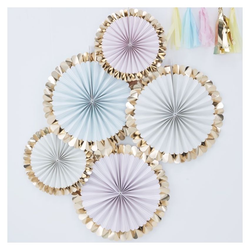 Ginger Ray - Wanddekoration Rosetten pastel multicolor