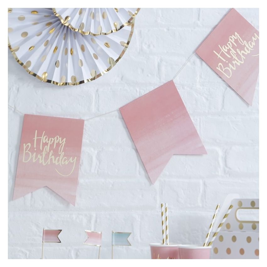 Ginger Ray - Girlande Ombre Happy Birthday