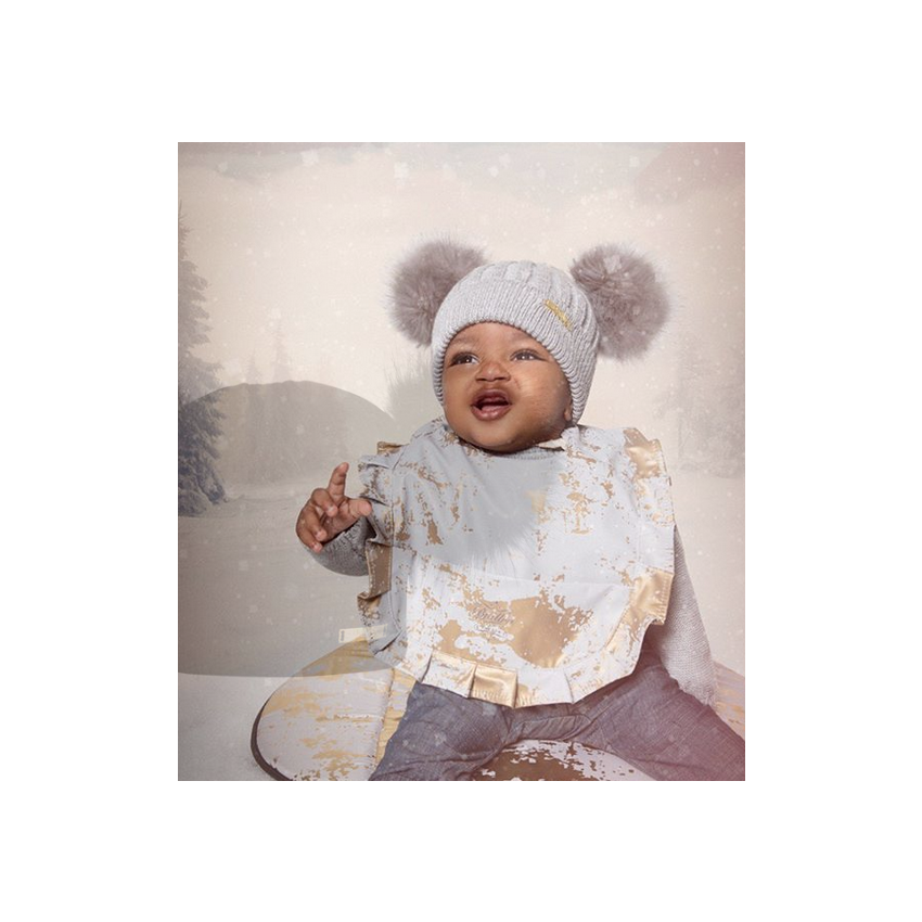 Bjällra of Sweden - Strickmütze mit Pommel beige