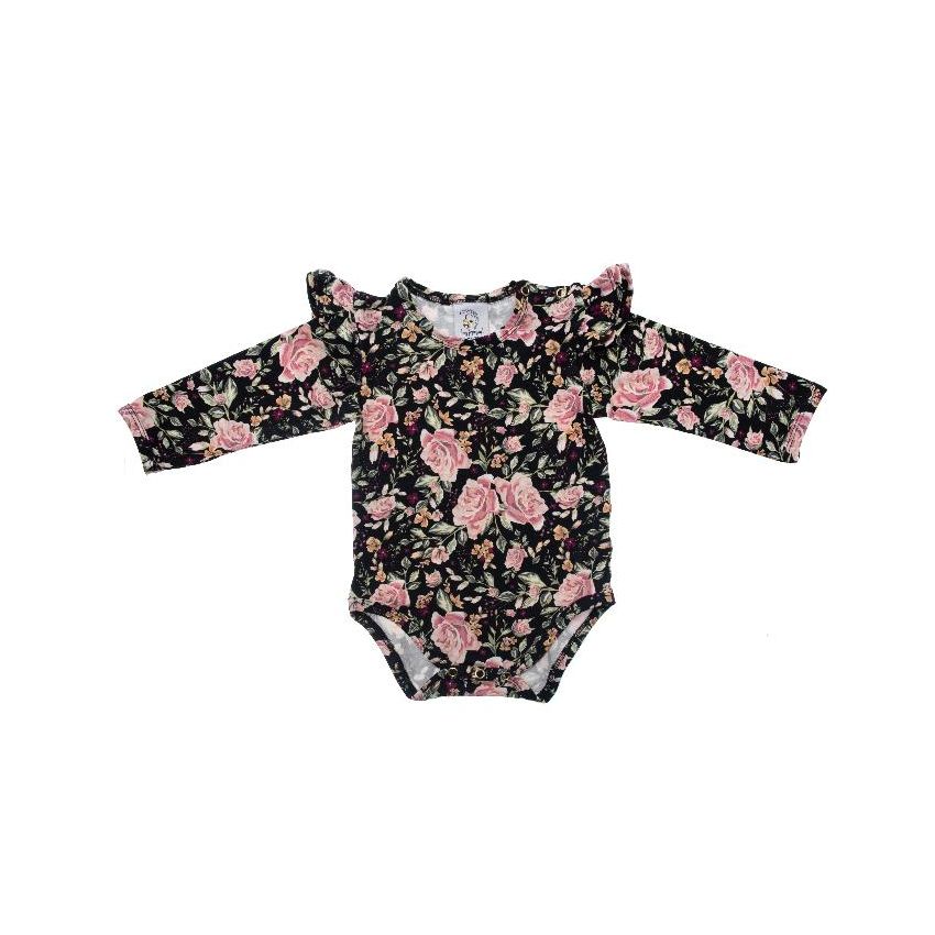 Hey Popinjay! - Body mit Rüschchen Black Roses Lang