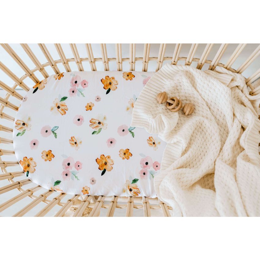 Snuggle Hunny - Spannbezug für Wiege, Kinderwagen & Wickelmatte Poppy