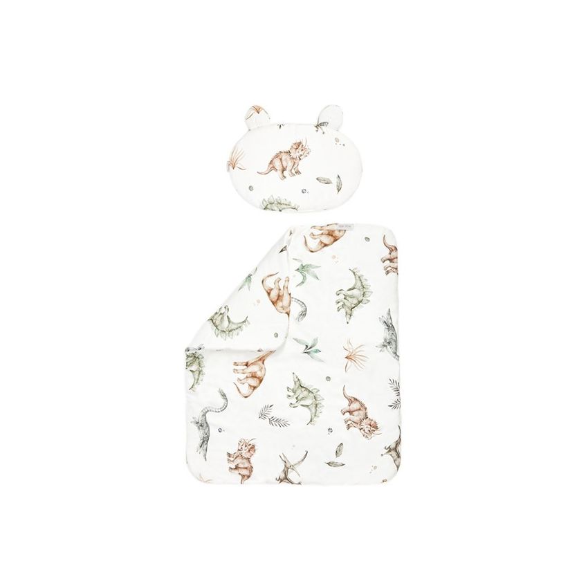 Qbana Mama - Bettdeckenset mit Kissen gefüttert MINI Dinosaurier